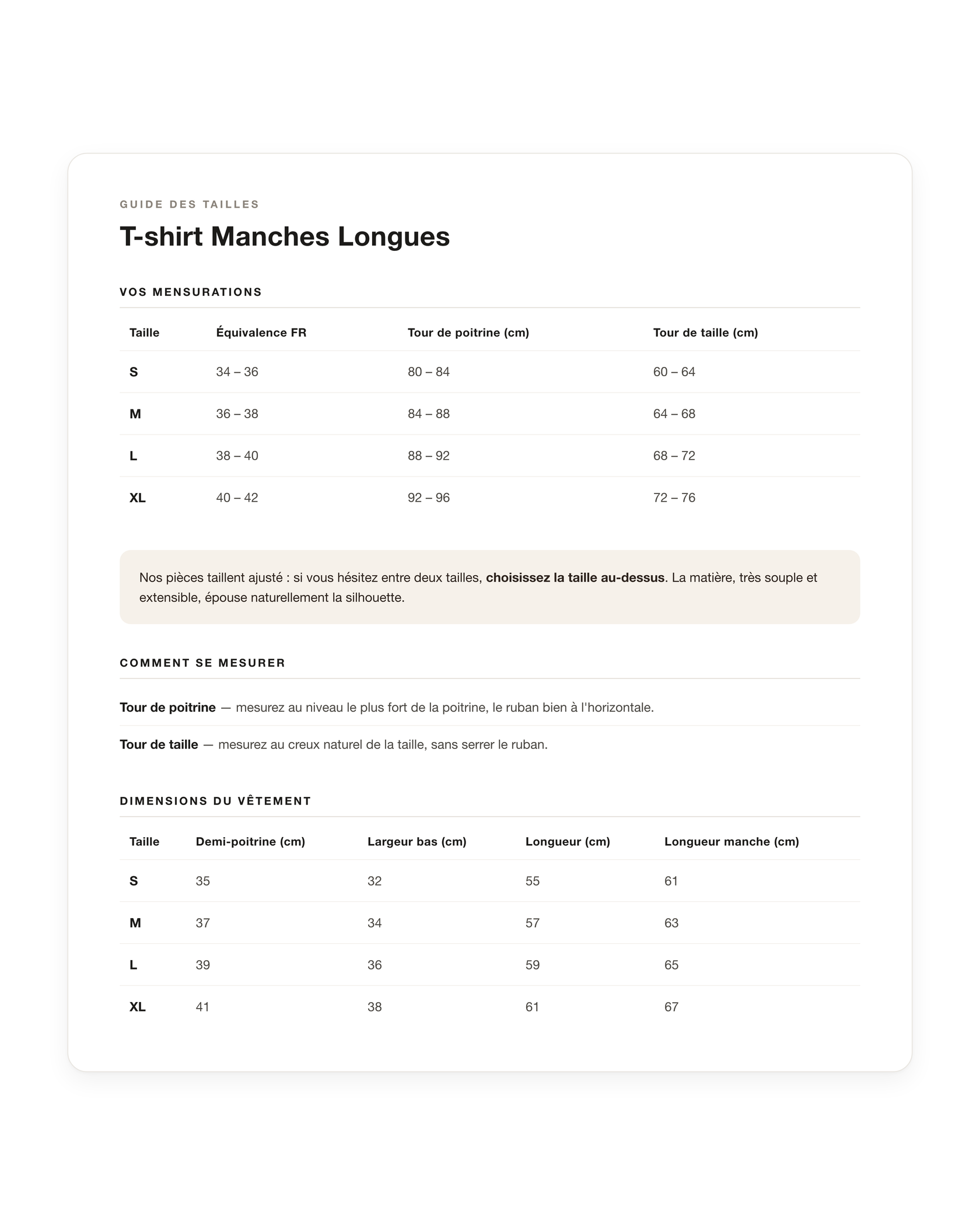Guide de taille