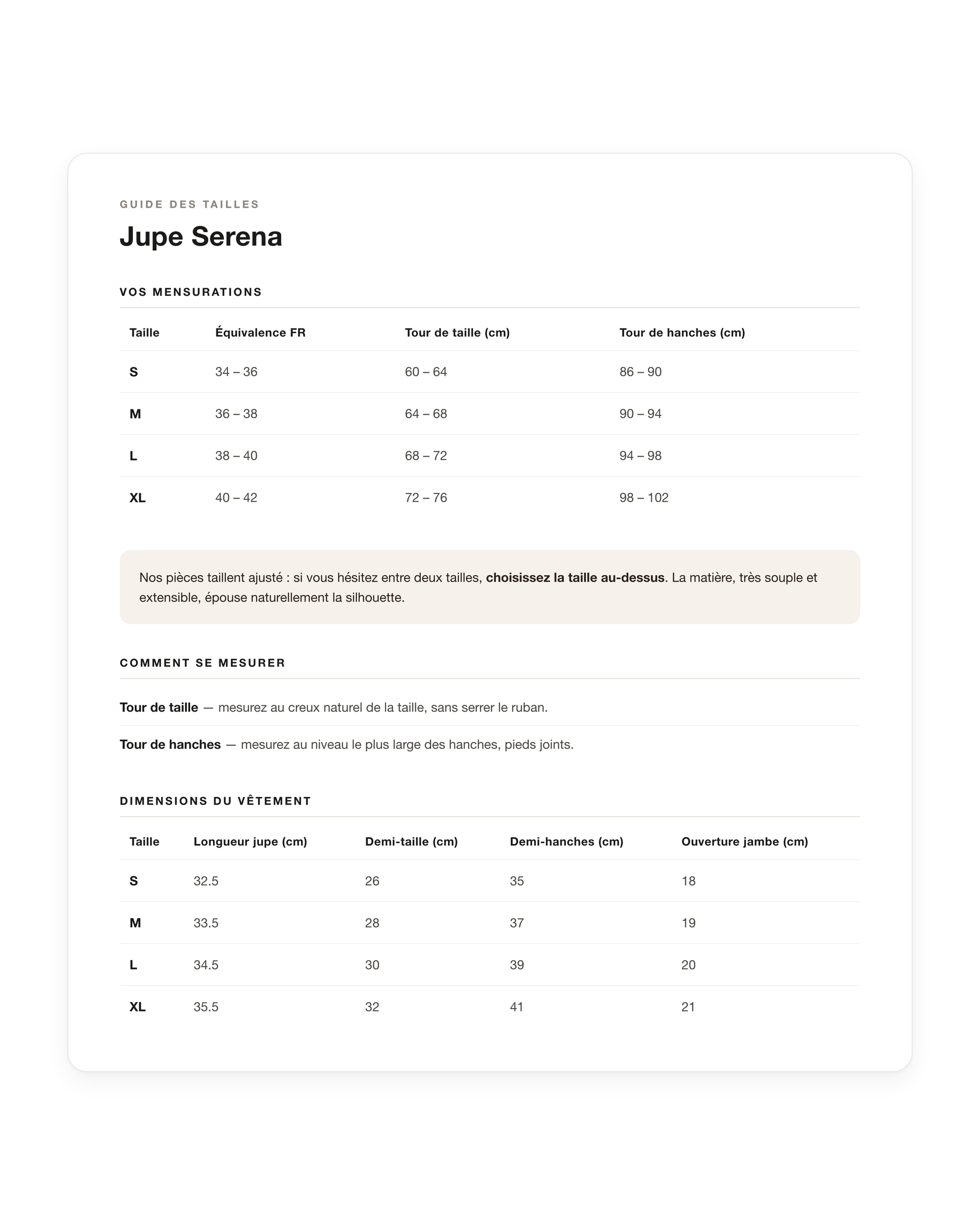 Guide de taille