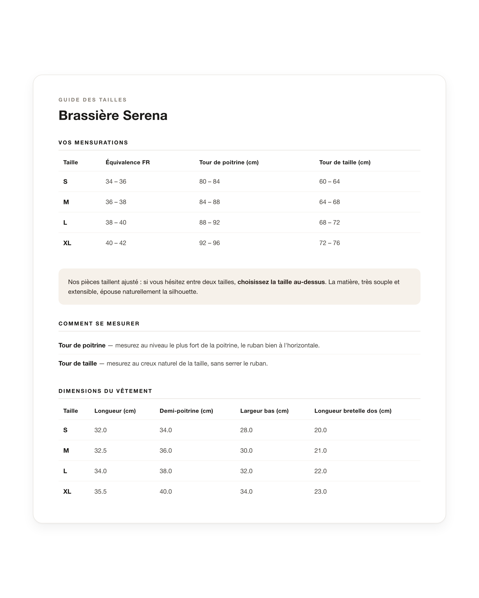 Guide de taille