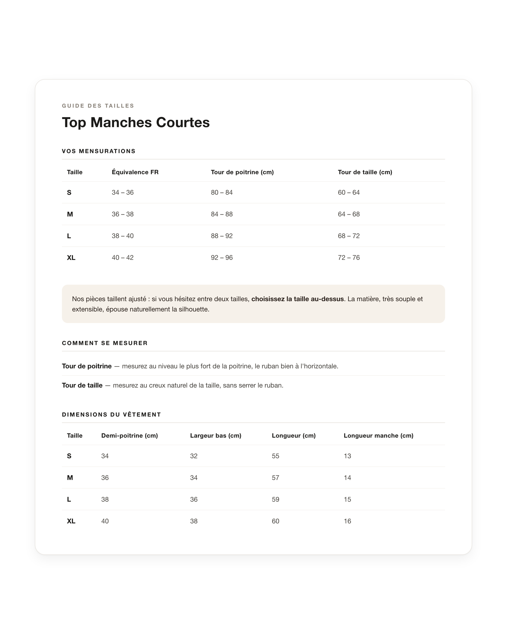 Guide de taille
