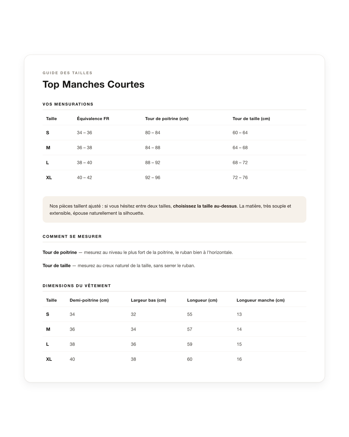 Guide de taille
