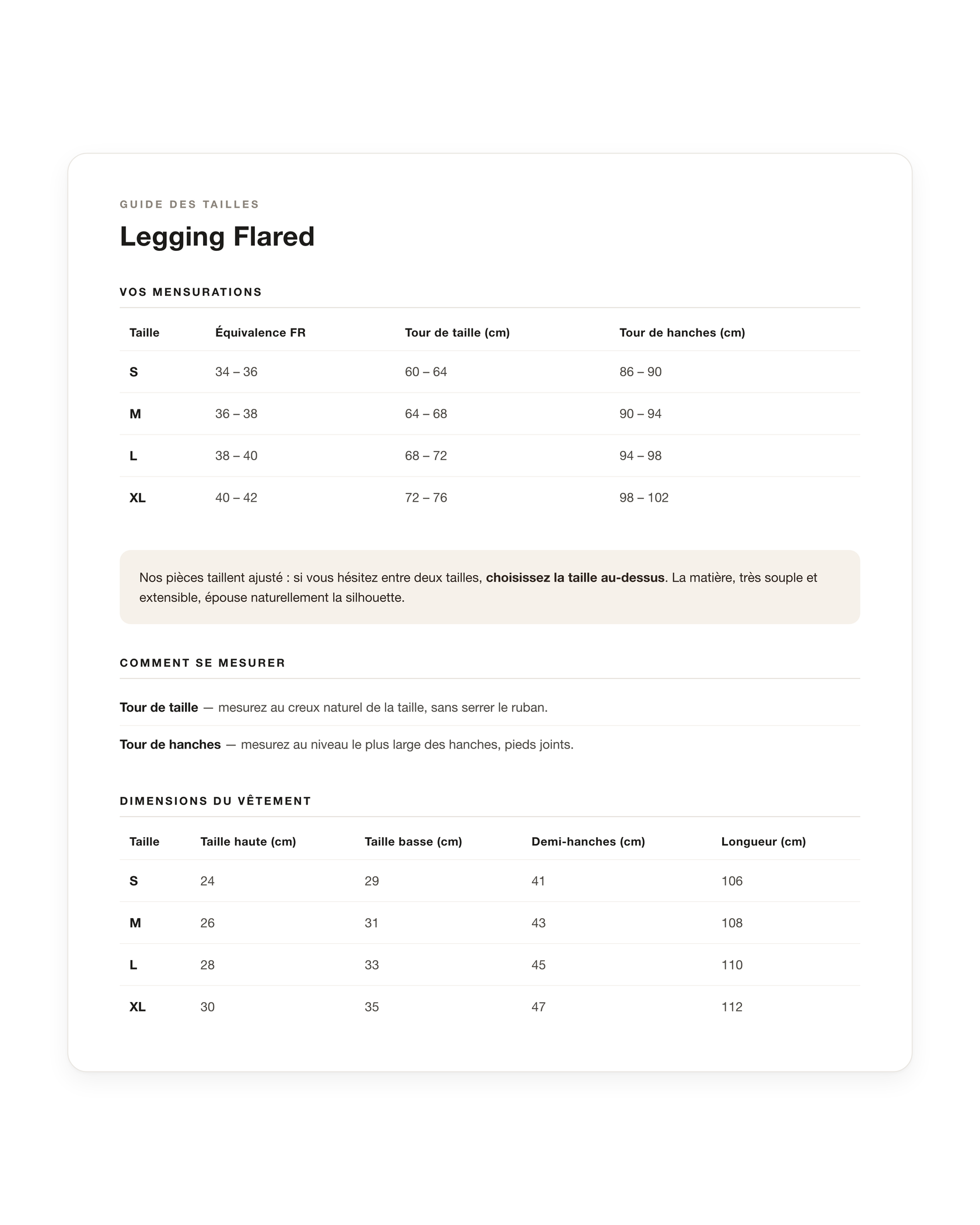 Guide de taille