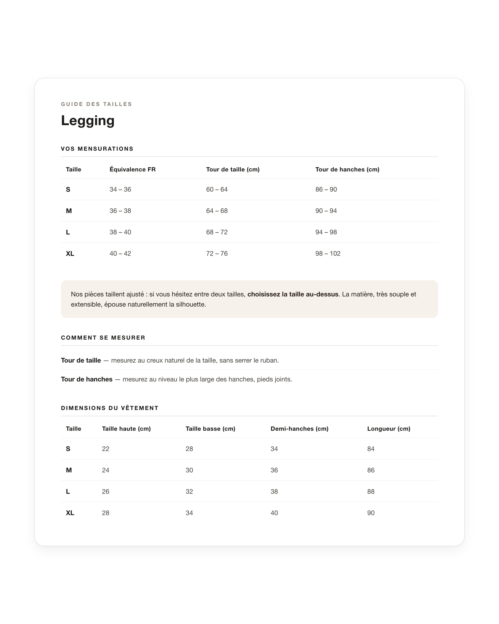 Guide de taille