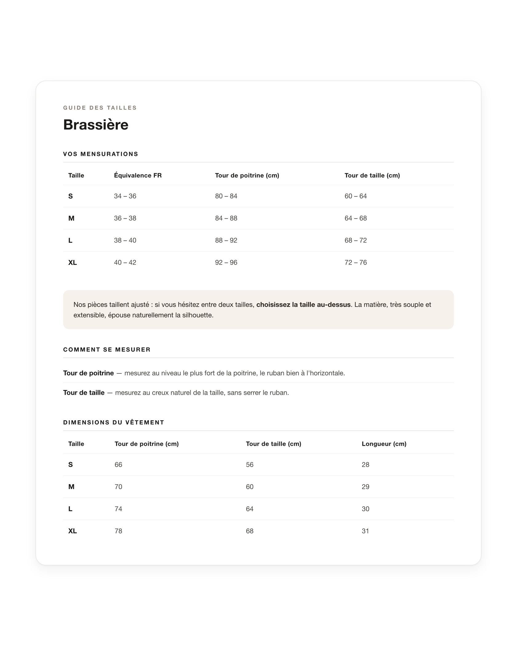 Guide de taille